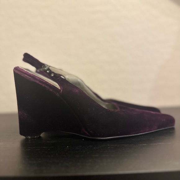 Prada Purple Velvet Slingback Wedges Sz 40 - Picture 3 of 11